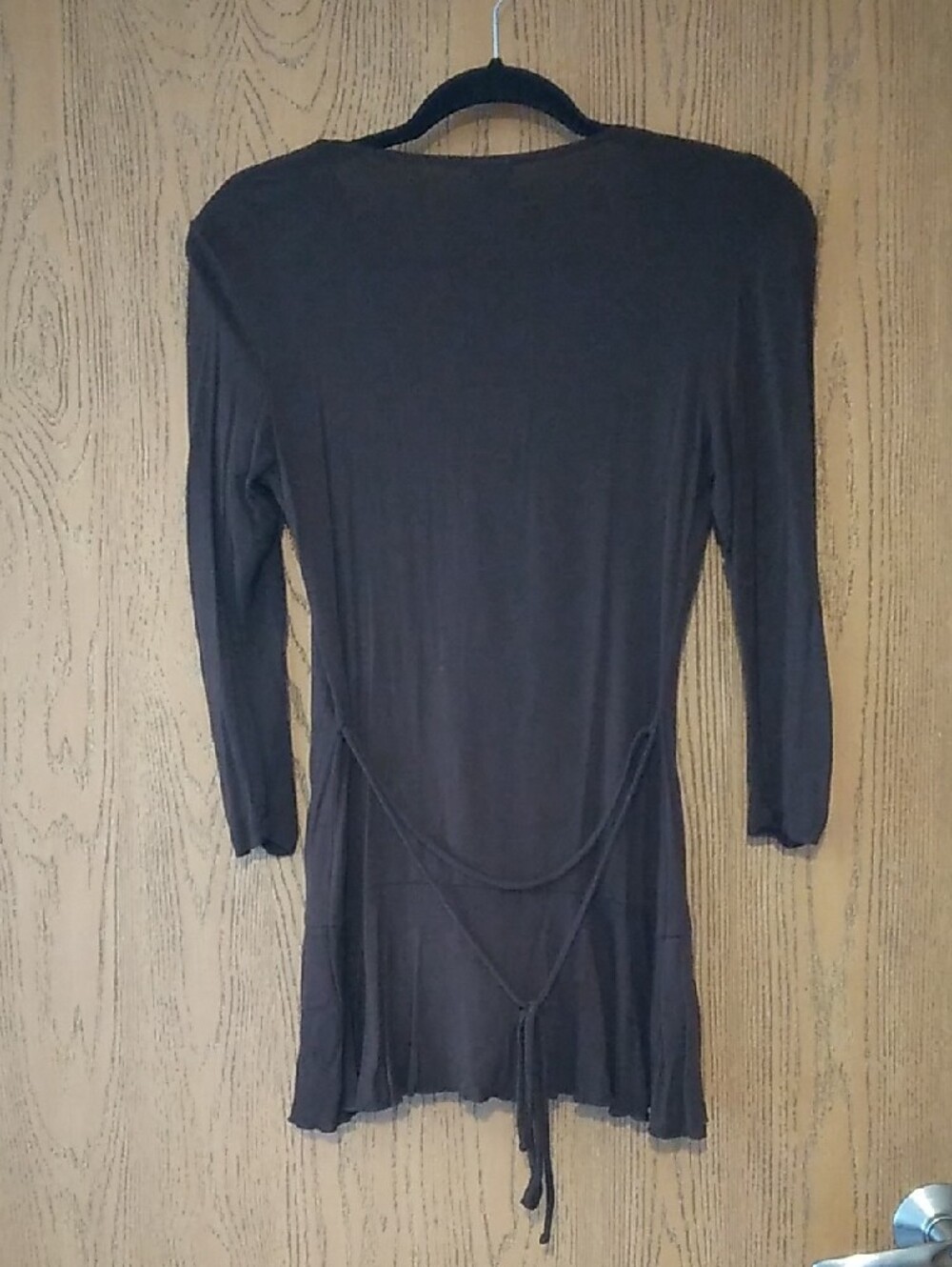 Wrapper Y2K Brown Ruffle-Trim Open Cardigan with White Lace Inset - Picture 3 of 8